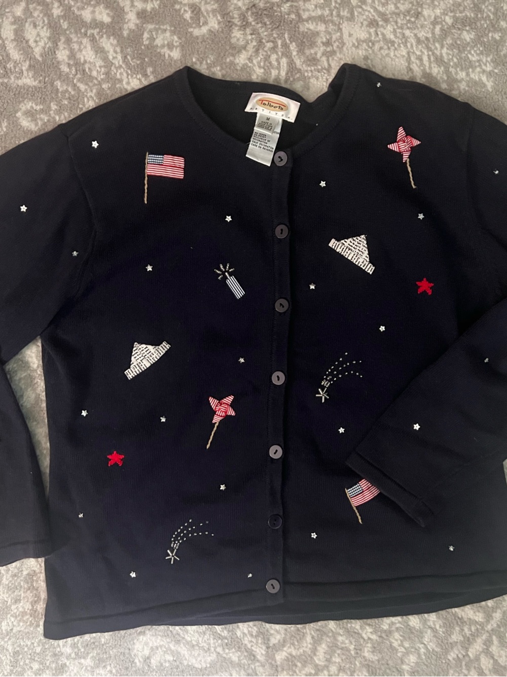 Vintage Talbots Patriotic Embroidered 4th of July Cardigan - Picture 10 of 11